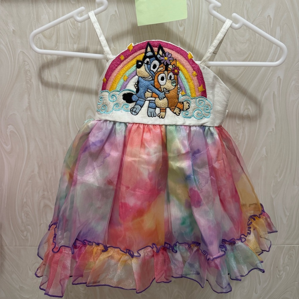 OhShana! Bluey Bingo Inspired Rainbow Boutique Dress Size 2T Oh Shana